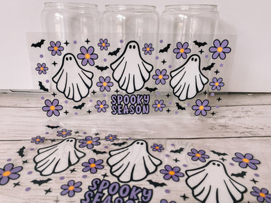 Spooky ghosts 16oz glass can cup wrap