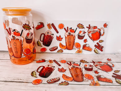 Love Fall 16oz glass can cup wrap