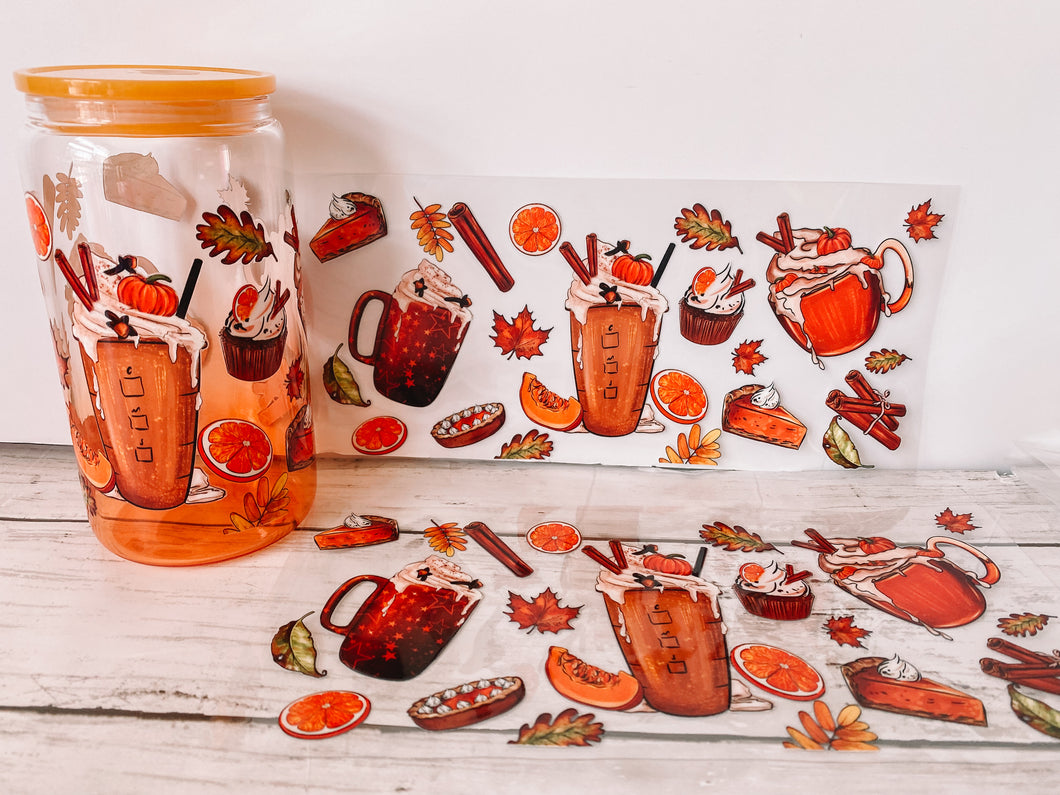 Love Fall 16oz glass can cup wrap