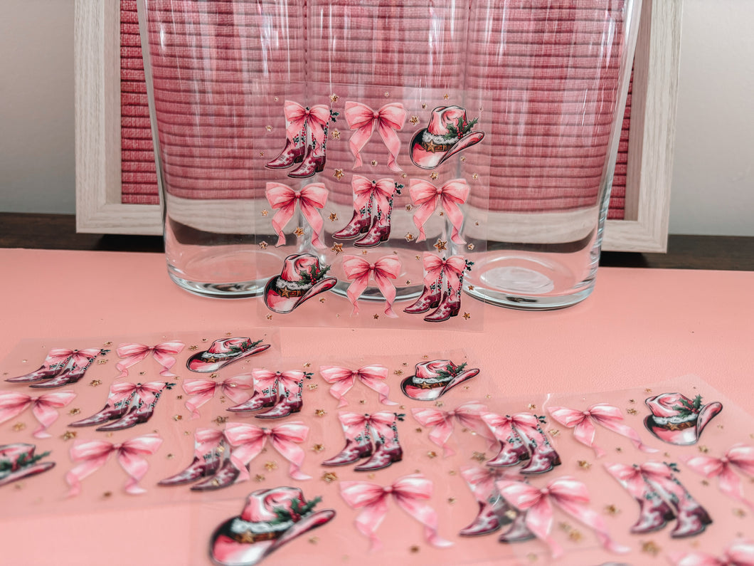 Pink bows & boots-decal