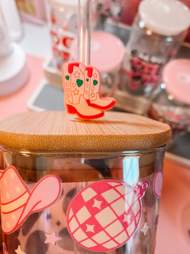 Pinky Cowboy boots Straw topper