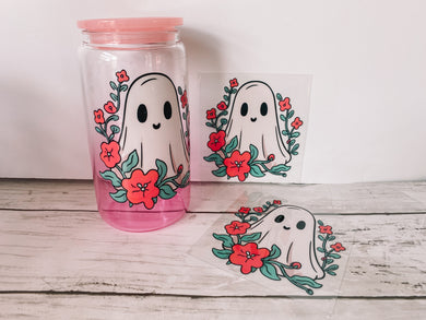 Cute ghost & flowers- decal