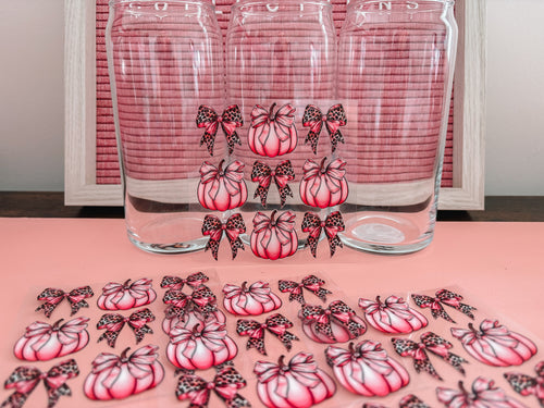 Leopard bows & pink pumpkin-decals