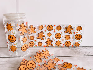 Happy Gingerbread 16oz Glass Can Cup Wrap