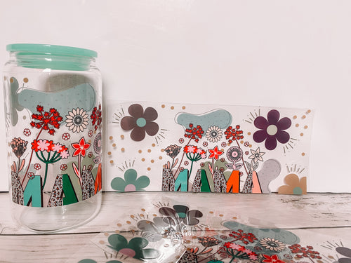 Mama Flower 16oz Glass Can Cup Wrap