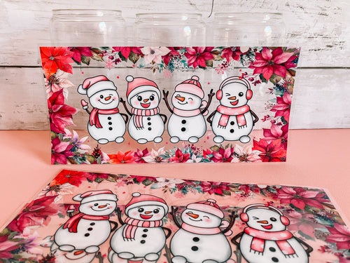 Festive Snowman- 16oz glass can cup wrap