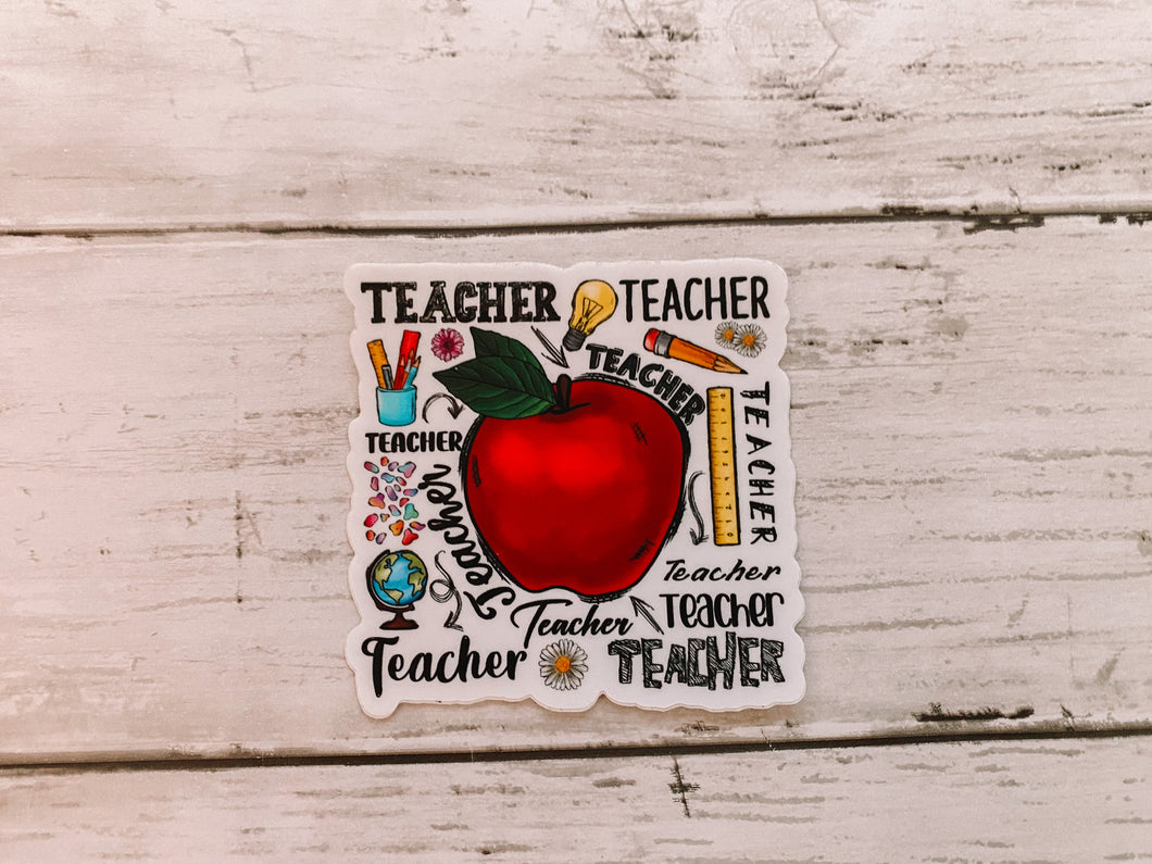 Teacher (red apple) sticker