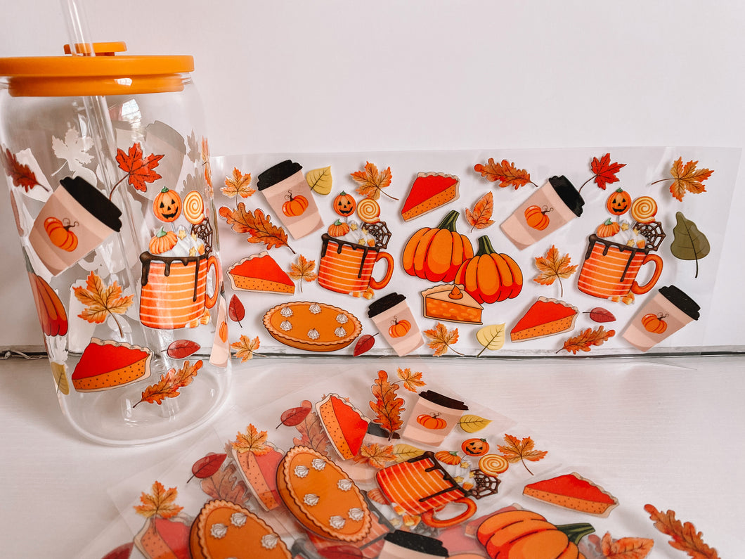 Love Fall most of all 16oz Glass Can Cup Wrap