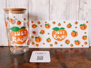 Just Peachy 16oz Glass Can Cup Wrap
