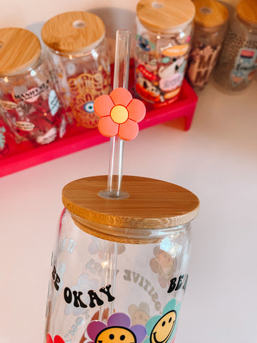 Pink flower Straw Topper