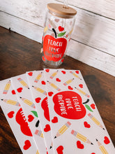 Load image into Gallery viewer, Teach Love- red apple Glass Can Cup Wrap