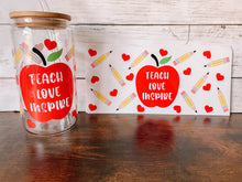 Load image into Gallery viewer, Teach Love- red apple Glass Can Cup Wrap