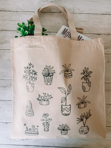 Plant doodle tote bag