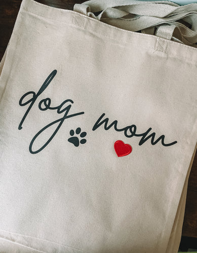 Dog mom tote (with heart appliqué)