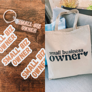 Small Biz Owner package (tote bag, a small biz sticker & keychain)