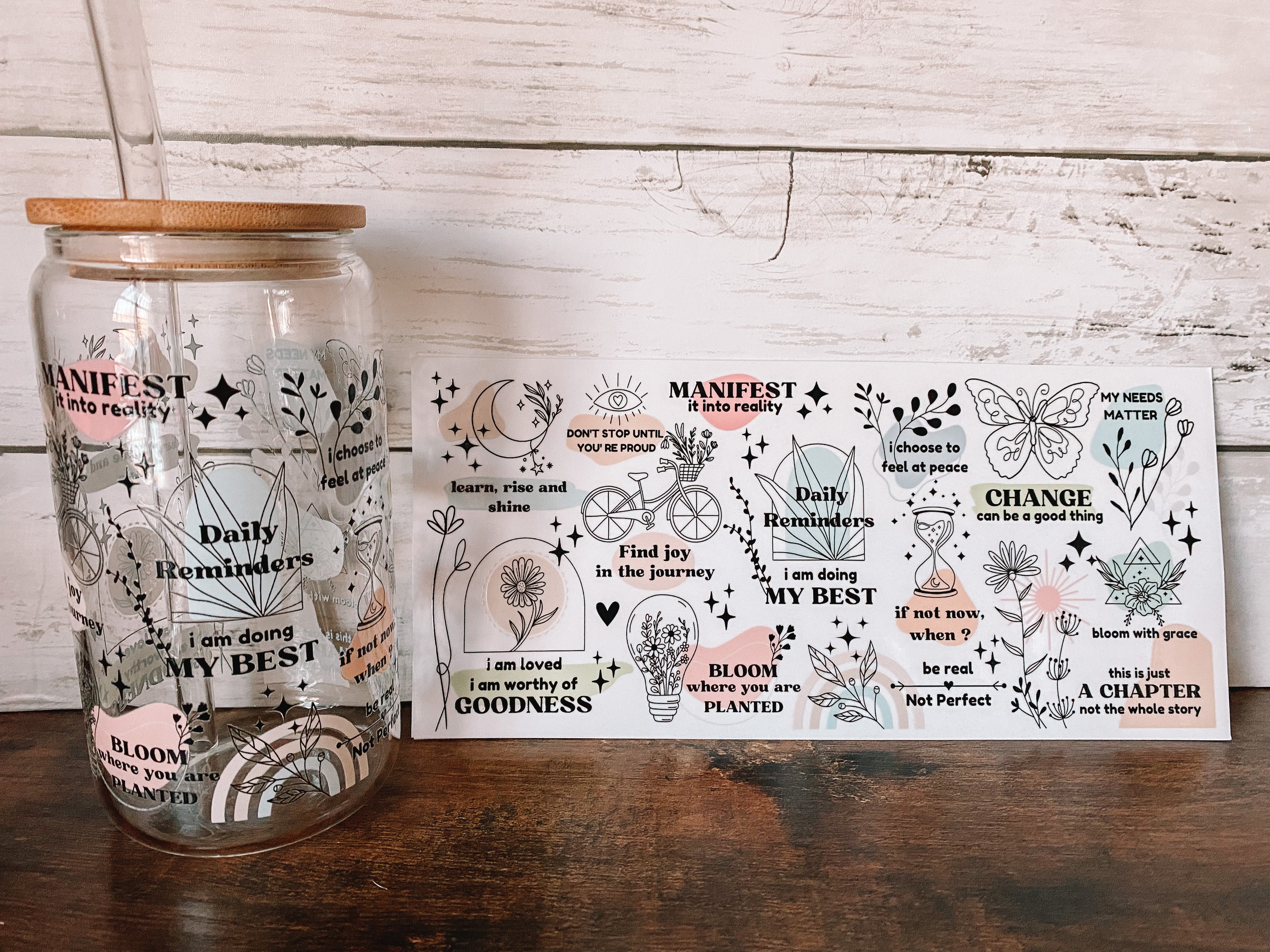 DAILY REMINDERS GLASS CUP – Designs by MJ