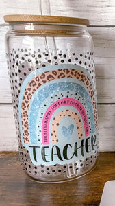 Teacher Life 16oz Glass Can Cup Wrap